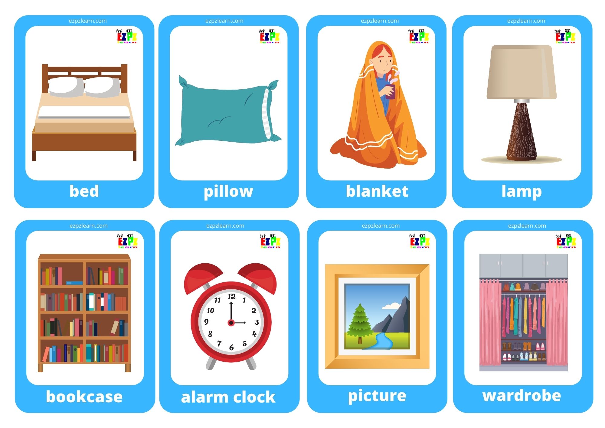 Bedroom Game Cards / Mini Flashcards 